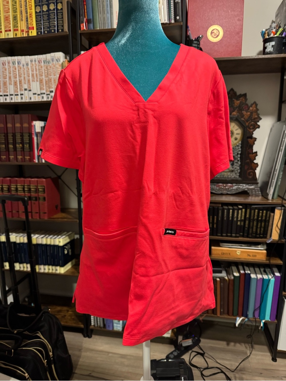 Jaanuu Bright Red Medical Scrub Top